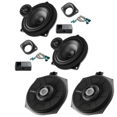 Audison 2 Way Front Door Speaker & Tweeter Kit and  8 Inch Under Seat Car Subwoofer For BMW