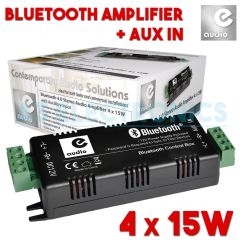 4 x 15w Bluetooth & Aux Mini Amplifier With 4x 3m Cables For Ceiling Speakers