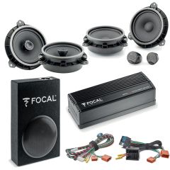 Focal Inside Car Audio Upgrade 2 Way Component and Coaxial Speaker plus Amplifier and Subwoofer Package for Toyota