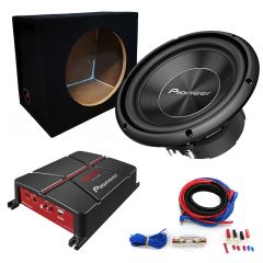 Pioneer 12" Single Car Subwoofer Bass Box 1400w Package, Amplifier & Wiring Kit