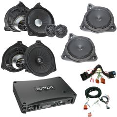 Mercedes Audio Upgrade Custom Package with Front Door 2-Way Component Speakers, Rear Door Coaxial Speakers, Woofers and Amplifier