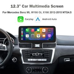12.3" Car Multimedia Linux Screen with Apple CarPlay & Android Auto For Mercedes-Benz ML W166 GL X166 Class 2012-2015 NTG 4.5/4.7