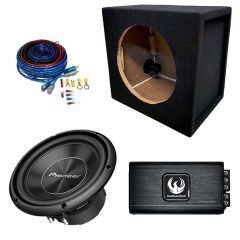 Pioneer 10" Single Car Subwoofer Bass Box 1200w Package, Amplifier & Wiring Kit