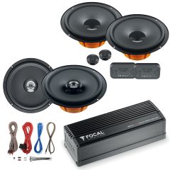 Hertz Dieci 2 Way System Component & Coaxial Speakers 6.5" with Focal 4 Channel Amplifier Package