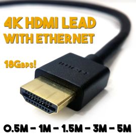 Thin Wire High Speed 4k Ready TV HDMI Leads with Ethernet - 0.5M 1M 1.5M 3M 5M