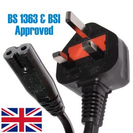 5M Power Cord UK 3 Pin Plug to Figure 8 Cable Lead For TV PS4 Xbox DVD Charger