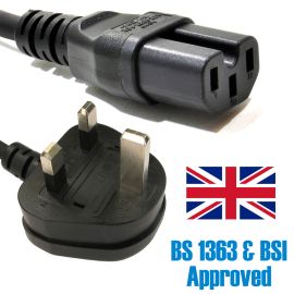 1Mtr Power Cord UK Plug to Hot IEC C13 Heat Cable Lead For Kettles