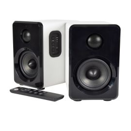 White Bookshelf Speakers, Modern 3.5'' Woofers and 1'' Dome Tweeters with Active Bluetooth