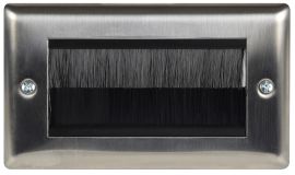 Brushed Steel Silver Double Gang Brush Wallplate / Wall Plate