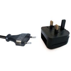 BLACK EURO 2 PIN TO UK 3 PIN CONVERTER PLUG ADAPTER EASY CLIP AND PLUG EU