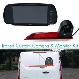 7" Mirror Monitor & Rear Door Brake Light Camera Kit For Ford Transit Custom