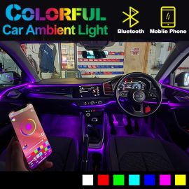 FULL Car Ambient Lights for Doors, Dashboard, Footwell,  APP Control RGB LED Strips 64Colors Fiber Optic Band OEM Look