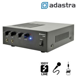 Compact 100V Line PA Public Address Mixer Amplifier - 2x Mic In / 1x RCA Aux In