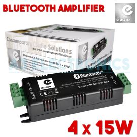 Bluetooth 4 x 15w Compact Mini Amplifier System With 4x 3m Speaker Cables & PSU