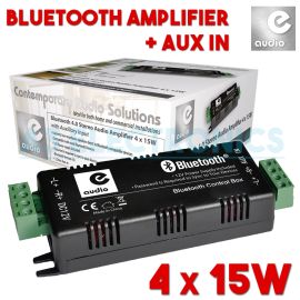 4 x 15w Bluetooth & Aux Mini Amplifier With 4x 3m Cables For Ceiling Speakers