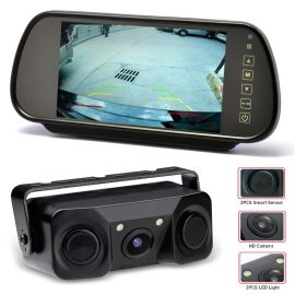 2 in 1 Reverse Camera & Parking Sensors Kit With 7 Inch Mirror Monitor Screen