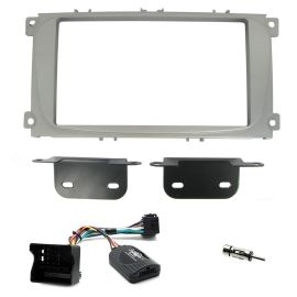 Ford Mondeo Focus Double Din Radio Car Stereo Fascia Panel Fitting Kit - Silver