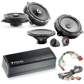 Focal Inside Car Audio Upgrade 2 Way Component and Coaxial Speaker Kit plus Amplifier for Nissan, Dacia