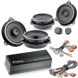 Focal Inside Car Audio Upgrade 2 Way Component and Coaxial Speaker plus Amplifier Package for Toyota Vehicles