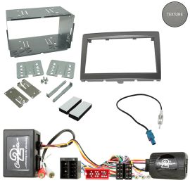 Porsche Double Din Fascia Silver Complete Fitting Kit with Steering Wheel Control Interface