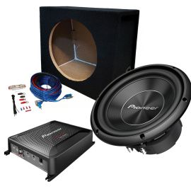 Pioneer 12" Single Subwoofer BassBox 1400w Package, Amplifier & Wiring Kit