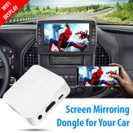 Car Wireless Display Box Mirror Phone to Car Screen, Support Miracast from iOS Android Phone Screen Mirroring for Car, GPS Navigatoin, HDMI/CVBs Output