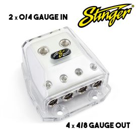 Stinger SHD21 Power or Ground Distribution Block - 0/4 Gauge in to 4/8 Gauge Out