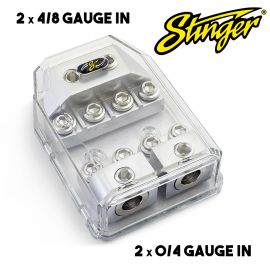 Stinger SHD823 Dual MIDI Fuse Holder Distribution- 0/4 Gauge in to 4/8 Gauge Out