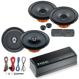 Hertz Dieci 2 Way System Component & Coaxial Speakers 6.5" with Focal 4 Channel Amplifier Package